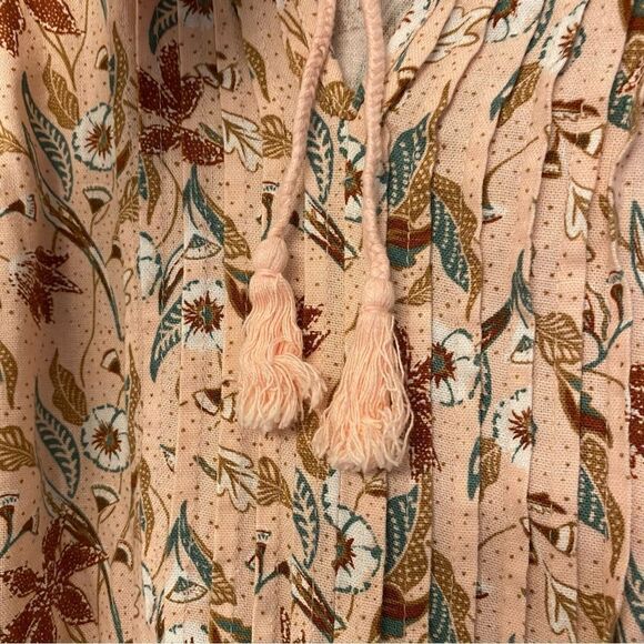 Universal Thread Sleeveless Linen Tie-Front boho blush floral dress beach midi S - Picture 4 of 12